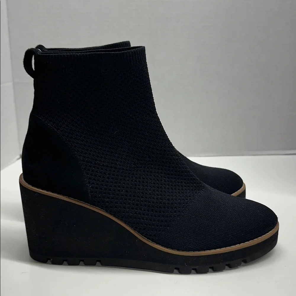 Eileen Fisher Wedges Ankle Boots London Recycled Stretch Knit Black New Size 10